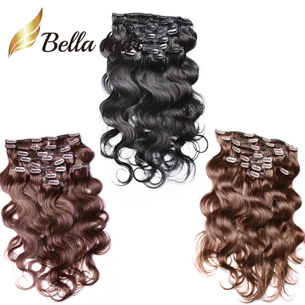 Great quality hotsale Clip in hair extension brazilian hair BELLA human hair weft 115g/set 10pcs/set