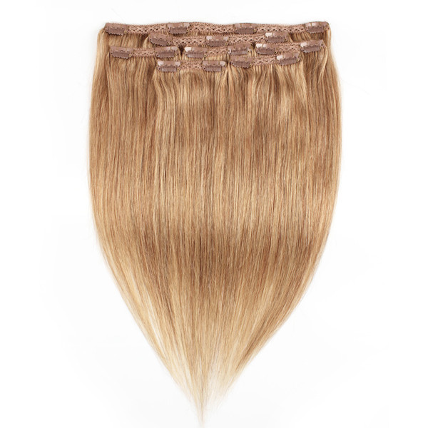 KISSHAIR 7 pieces clip in hair extension #27 honey blonde color remy Indian Brazilian human hair weave 100g 110g