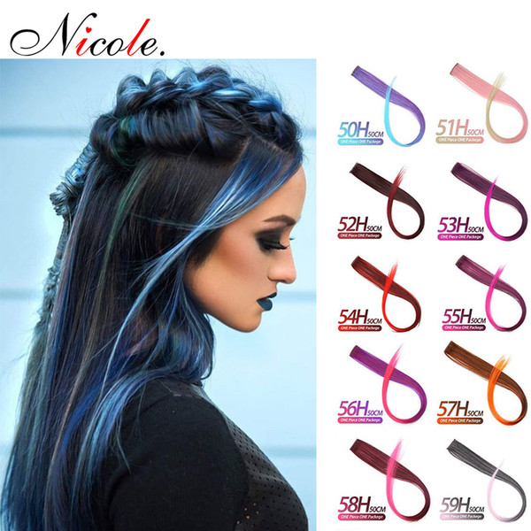 Nicole Hair 55cm Long Straight Color Piece Hair Extensions Clip In Highlight Rainbow Hair on Clips 40PCS/Pack Free Shipping