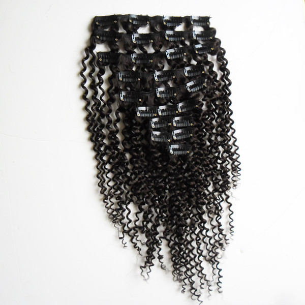 Kinky Curly Clip In Hair Extensions For Black Woman 100g/Set african american clip in human hair extensions