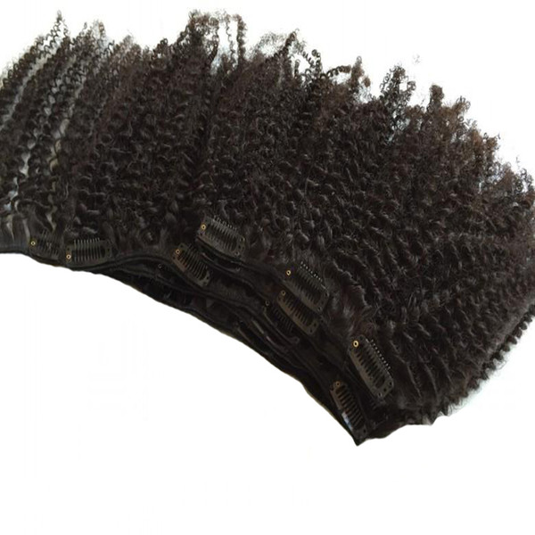 Natural hair african american clip in human hair extensions 8pcs 100g clip extensions Mongolian kinky curly hair clip in