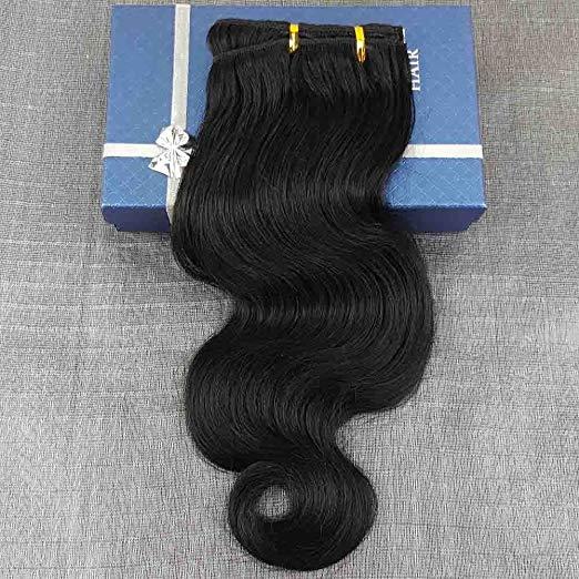 Jet black Wavy Human Hair Clip in Extensions for Women Remy Full Head Wavy Clip in Human Hair Extensions