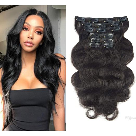 Wavy Clip in Real Hair Extensions Human Hair SHOWJARLLY Body Wave Short Remy Clip in Wavy Hair Extensions Double Weft