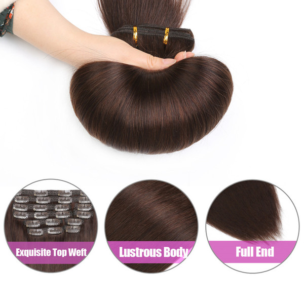 Clip in hair Extensions Dark Brown Remy Human Hair 110g 10pcs/set Straight Thick 100% Real Human Hair Extensions #2