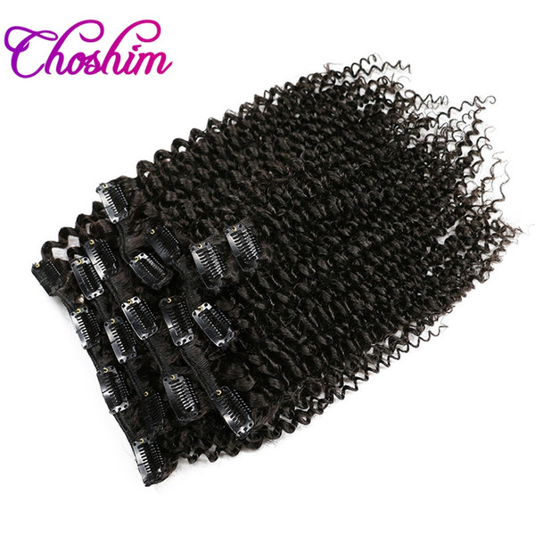 Choshim KL Hair Mongolian Kinky Curly Virgin Hair Clip in Human Hair Extensions For Black Women Clip-ins 120Gram 8Pcs/Set 