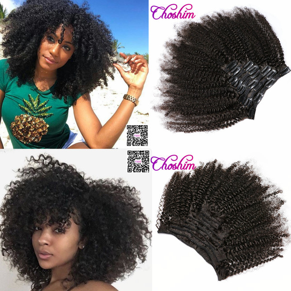 Choshim Mongolian Afro Kinky Curly Clip in Human Hair Extensions Natural Color Remy Hair Clip Ins 8Pcs/Set by KL Hair