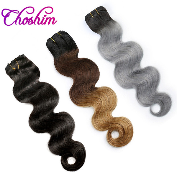 Choshim Body Wave Clip In Human Hair Extensions No Tangle And Thick Full Head Brazilian 100% Remy 120g/Set 3 Color Be Choose Slove Rosa