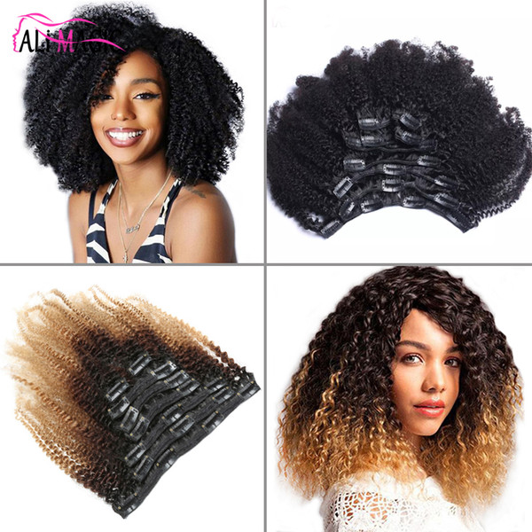 Afro Kinky Curly Clip In Human Hair Extensions Brazilian Remy Hair 100% Human Natural Hair Clip Ins Bundle 100G 120G Ali Magic Factory