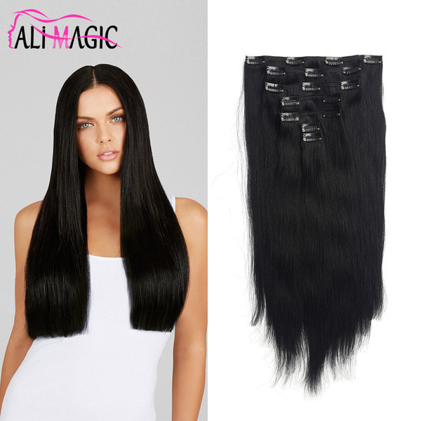 Clip Hair Extensions Colors Clip In Remy Human Hair Extensions Full Head Straight 100g 10inch-24inch 7pcs Double Drawn Nature Human Hair