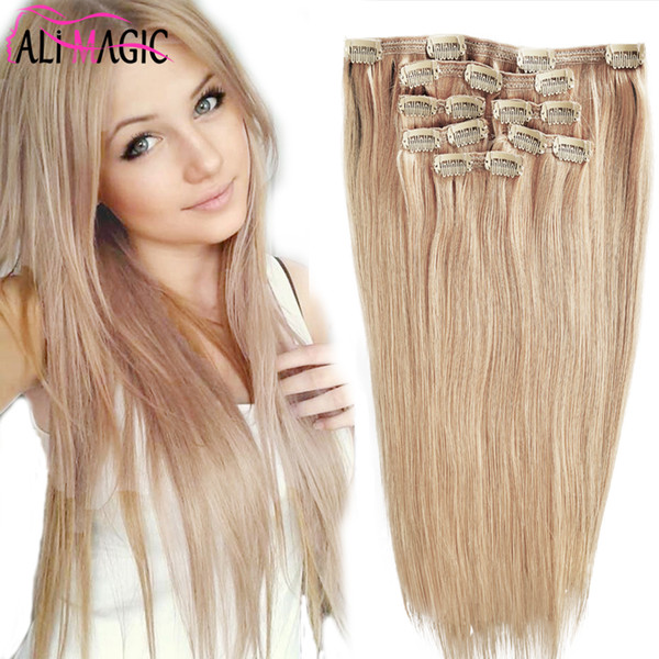 Clip In Hair Extensions Remy Strawberry Blonde Hair Color Clip Extensions 18 inch 20