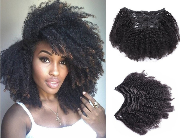 4b 4c afro kinky curly clip in human hair extensions Mongolian virgin hair african american kinky curly clip in extensions 140g