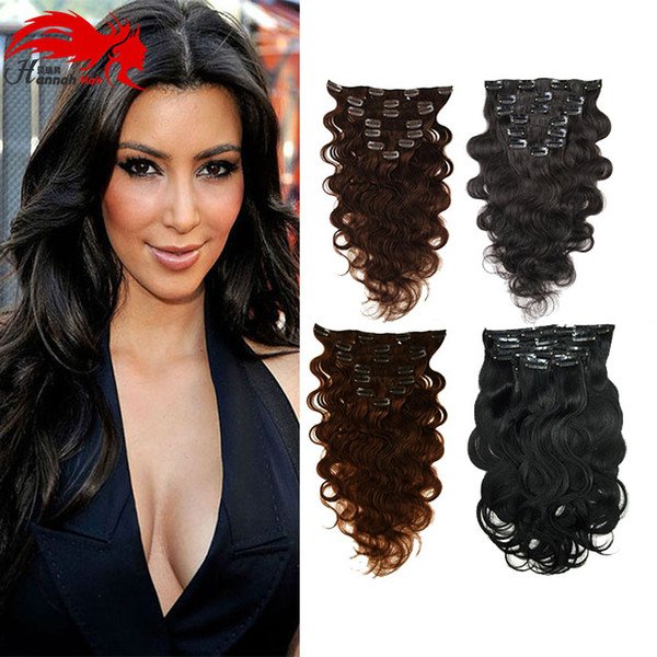 Hannah Unprocessed Body Wave Human Hair Clip In Extensions 10pcs/set Full Head 120g Indian Virgin Hair Clip In Human Hair Extension