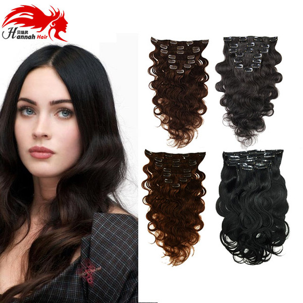 Hannah product Clip In Wavy Human Hair Cilp In Extensions Human Hair Clip On Extensions 10-26