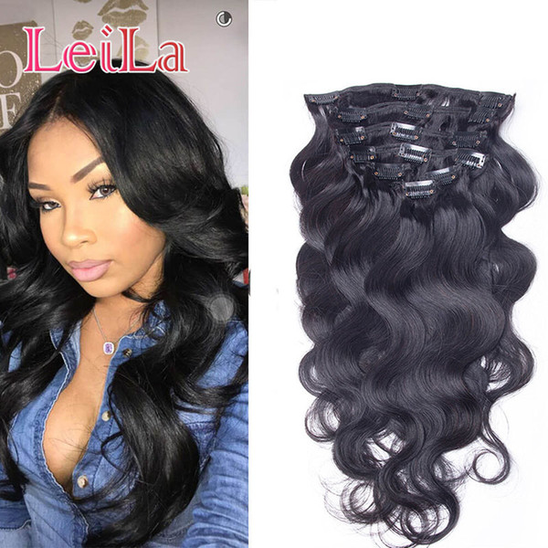 Brazlian Body Wave Clip In Hair Extensions 10pieces/set 100-120/g Unprocessed Human Hair Clip In Virgin Natural Color