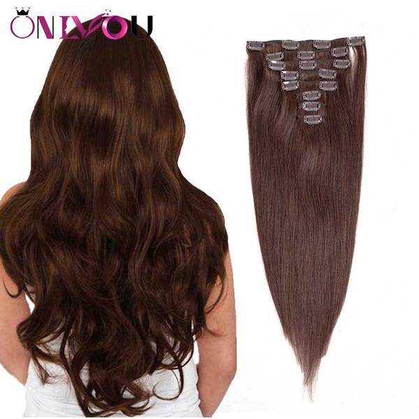 Onlyouhair® Brazilian Straight Clip in Human Hair Extensions 8pcs/pet 100-120g Unprocessed Indian Remy Human Hair Clip In Extensions Vendors