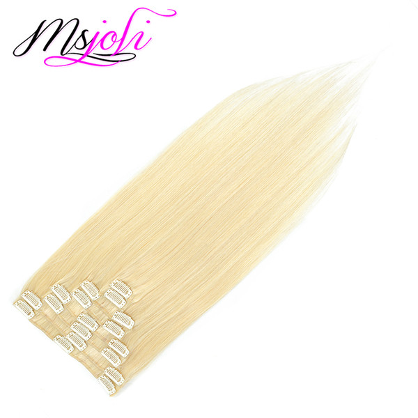 Slick Straight Indian 613# Clip In Hair Extension 100g Virgin Human Hair Double Weft Weaves 8Pcs/lot