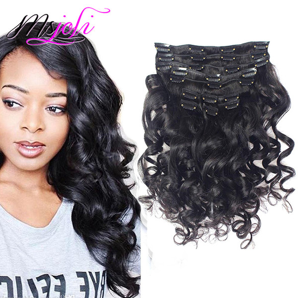 9A Clip In Human Hair Extensions Loose Wave Indian Human Hair Extensions Clips Ins 140G 7pcs Set Full Head Virgin Human Hair