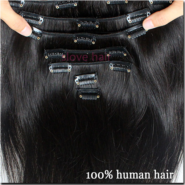 Clip In Human Hair Extensions Brazilian Virgin Hair Grade 8A 100% Remy Natural Clip In Extension Straight 10Pcs/set 120g