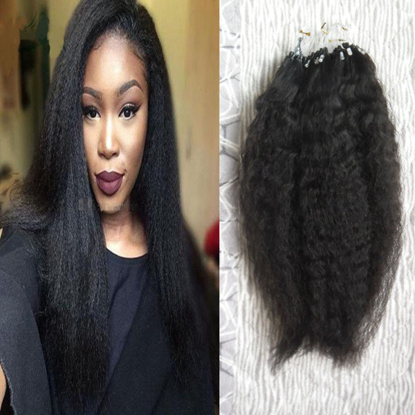 Coarse yaki Micro Loop Ring Hair Extensions 1g/strand 100g kinky straight Micro Bead Link Human Hair Extensions Colored Hair Locks 18''-24''