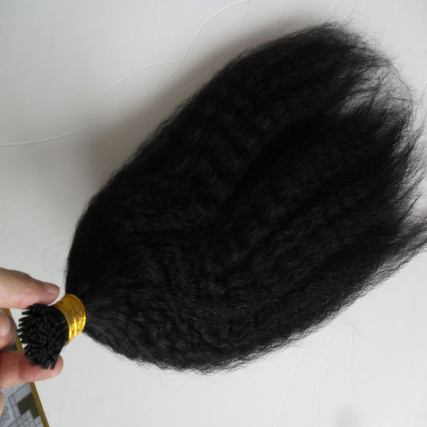 Coarse yaki Remy I Tip Human Hair Extensions 24 