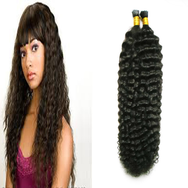 100s/pcs Brazilian virgin kinky curly hair Remy I Tip Keratin Prebonded Hair Extensions Human Hair On The Capsule Fusion 100g