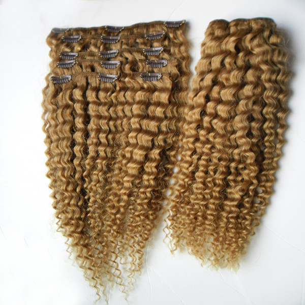 Kinky Curly Clip In Human Hair Extensions 4B 4C Mongolian Hair Extensions Clip Ins 8 Pieces 100g/Set Clip In Human Hair Extensions