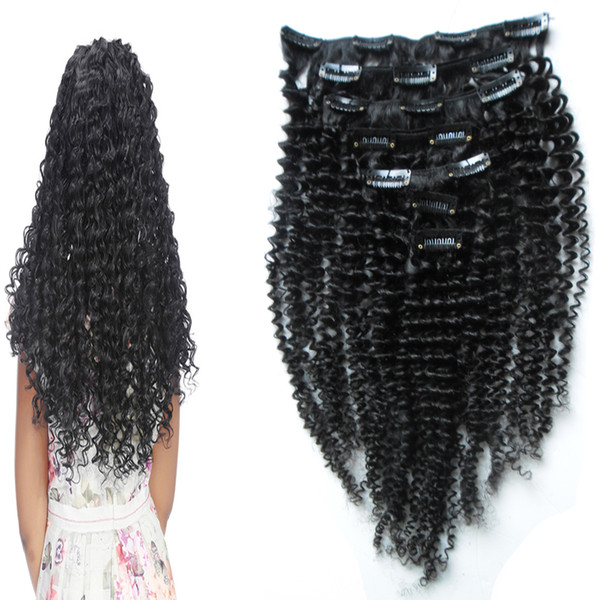 Cheng Fa Product Kinky Curly Clip In Human Hair Extensions 100% Natural Hair Clip Ins 100g Brazilian Remy Hair 8Pcs/Set