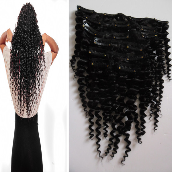 Machine Made Remy Hair 8Pcs Set Clips In 100% Human Hair Extensions 100g 8pcs/set Afro Kinky Curly Wave Human Clip In Hair Extensions