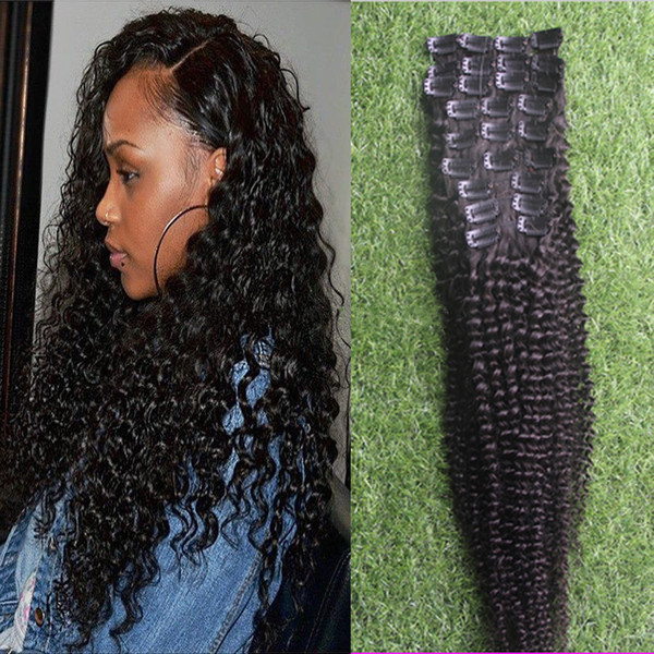 Mongolian Afro Kinky Curly Clip In Human Hair Extensions 9 Pcs/Set Clips 100% Human Natural Hair afro kinky clip in extensions