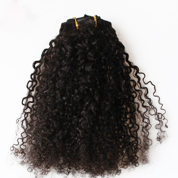 4B 4C Mongolian Afro Kinky Curly Clip in Human Hair Extensions Natural Black Kinky Curly Weave Remy Hair Clip In Human Hair Extensions 8PCS