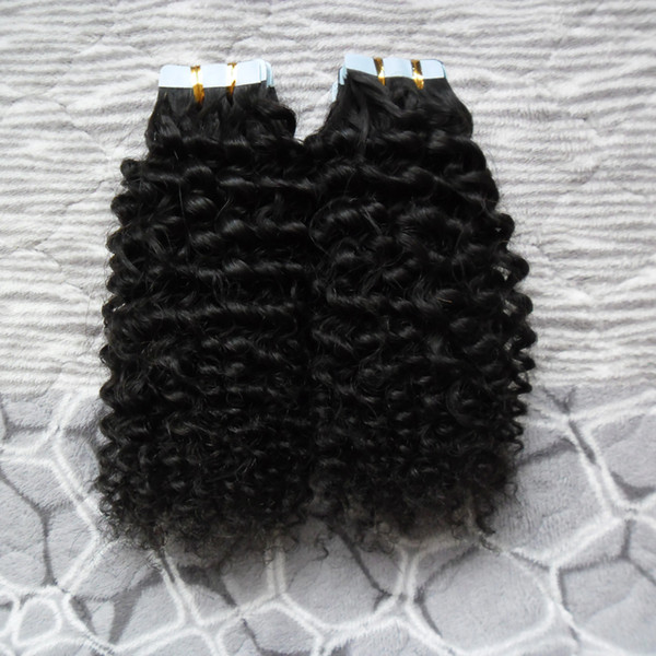 Mongolian Kinky Curly Hair Tape In Extensions Human Hair 40pcs Skin Weft Remy curly tape hair extensions 40g/pac 100G