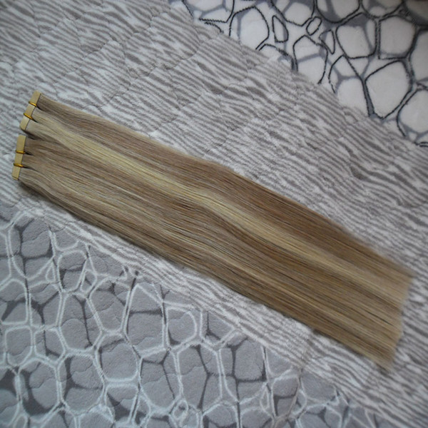 40pcs Tape in Human Hair Extensions Real Hair Invisible Seamless Skin Weft Extension Adhesive Hair Extensions 100G