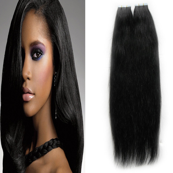 Tape In Human Hair Extensions 40pcs Double Drawn Human Hair Straight Skin Weft Hair Extensions