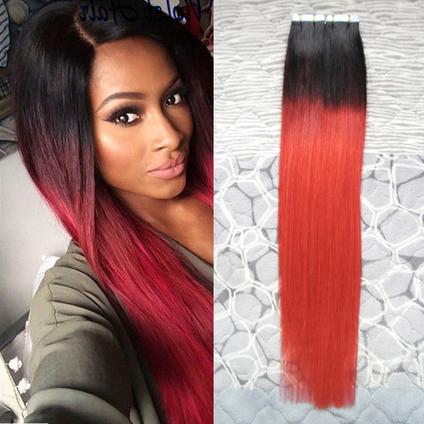 Tape In Human Hair Extensions 100g ombre brazilian Straight Natural Tape Hair Tape On Human Hair Extensions