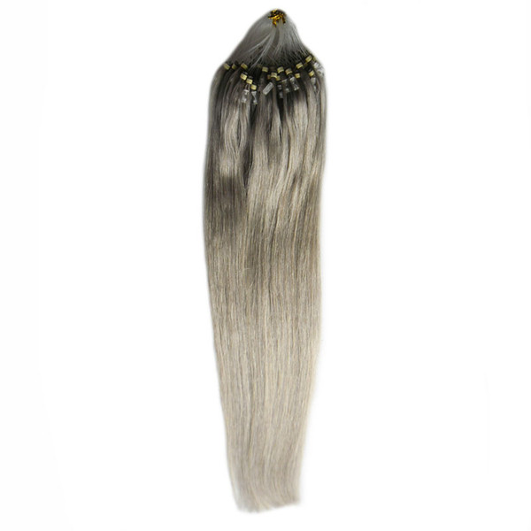 Grey 8a brazilian virgin hair bundles 100G silver hair extensions 100s Loop Micro Ring Human Hair Extensions