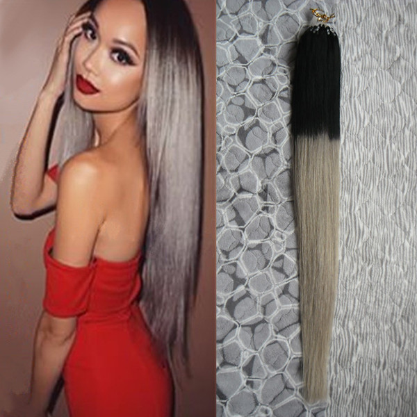 micro loop human hair extensions 1g/strand 100g Micro Bead Link Human Hair Extensions 18''-24'' ombre brazilian hair