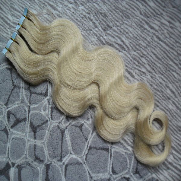 613 blonde virgin hair PRODUCTS body wave Brazilian Skin Weft 100% Human Hair Extensions Non Remy Tape In 40pcs/pack Double Sided Tape