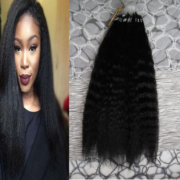 kinky curly micro loop human hair extensions 100g afro kinky curly Micro Ring Hair Extensions 100S virgin brazilian kinky curly hair