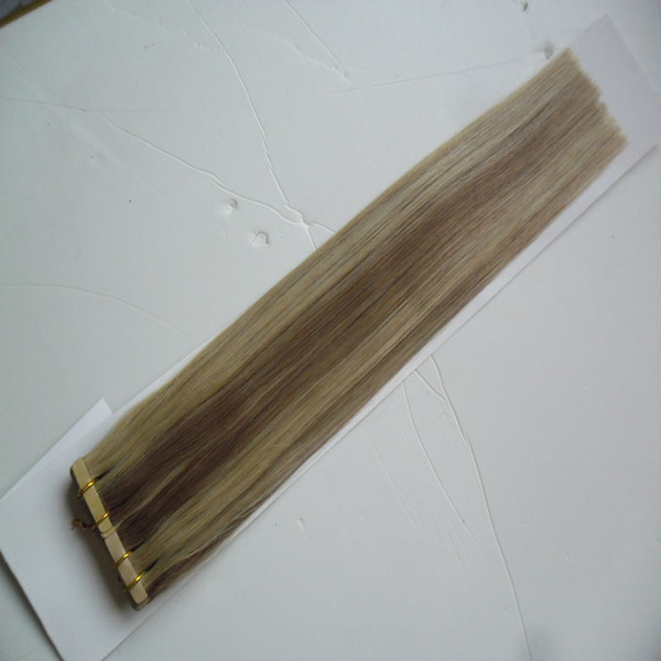 Tape in human hair extensions Straight 100g Peruvian virgin hair 40pcs skin weft tape hair extensions