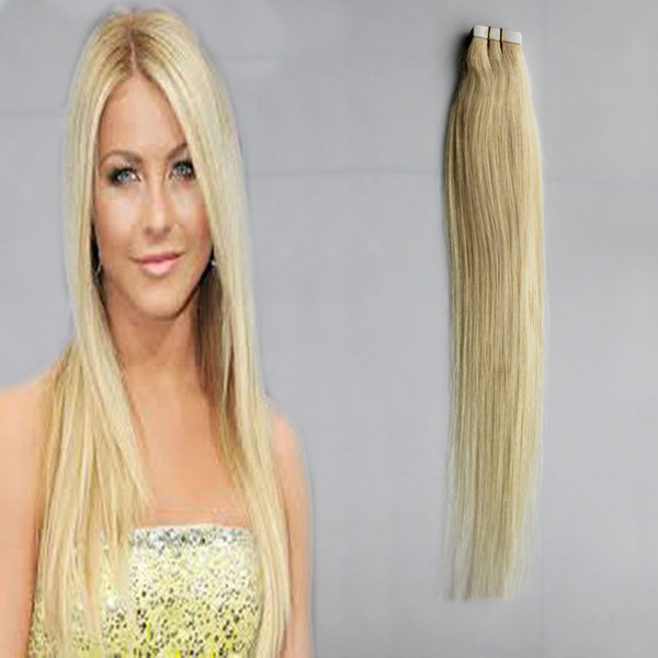 Tape In Hair Extensions Blonde Human Hair #613 Bleach Blonde Straight 30g 40g 50g 60g 70g 20pcs skin weft hair extension tape