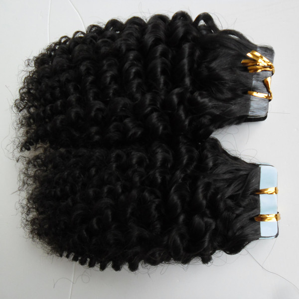 kinky curly Tape In Human Hair Extensions 100g Tape In Hair Extensions 100% Human 40pcs skin weft tape hair extensions