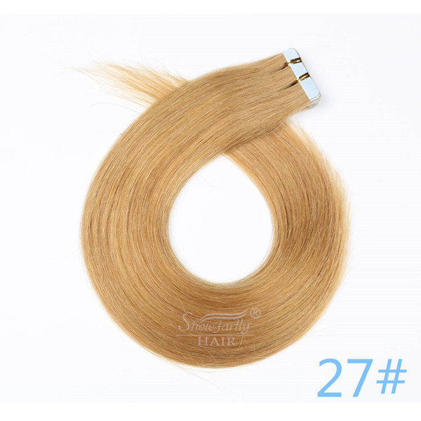 Wholesale remy tape in hair extensions UK 100% Brazilian human hair #27 20inch 50g skin weft hair extensions