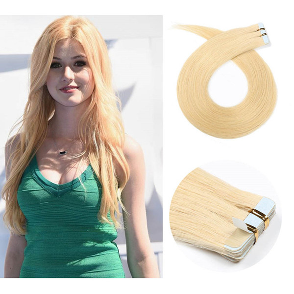 Russian Tape in Human Hair Remy #24 Double Face Tape Hair Extensions in Stock Long PU Tape in Hair Extensions