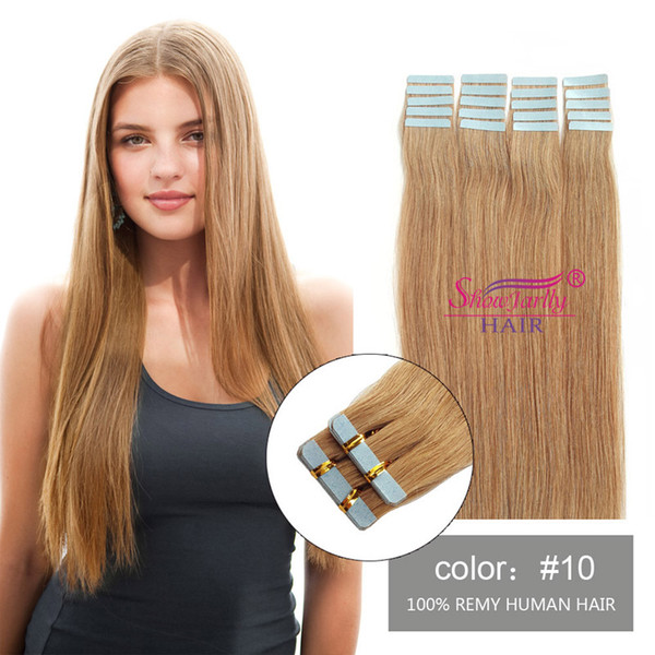 Chestnut Brown Real Human Remy virgin tape in extensions 20pcs invisible tape in human hair extensions