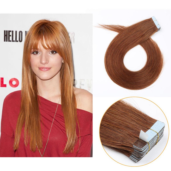 Professional red brown cheap tape in hair extensions Indian human remy thick tape on extensions #30