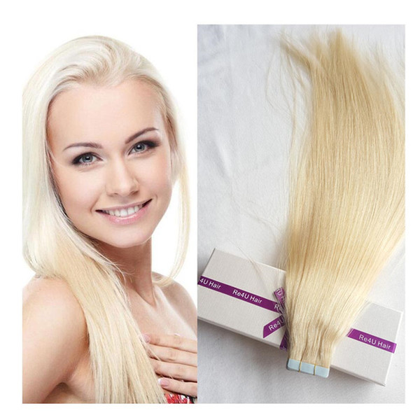 China Supplier no tangle Russian double drawn #60 tape in hair extensions 50g virgin human tape in hair extensions cost