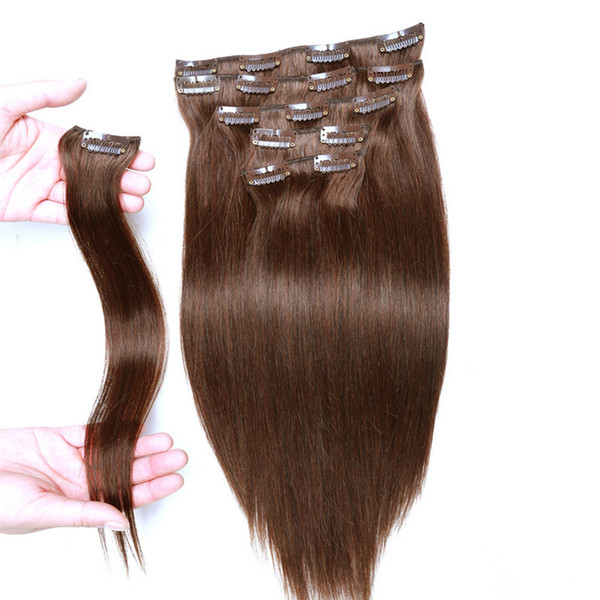 Clip In Human Hair Extensions Brazilian Virgin Hair 70-160g Different color Clip In Brazilian Hair Extensions