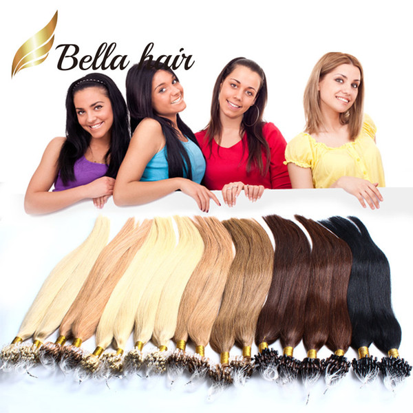 8A 1g/strand 100g/set Micro Ring Loop Straight Brazilian Hair Indian Malaysia Peruvian Human Hair Julienchina Bellahair 