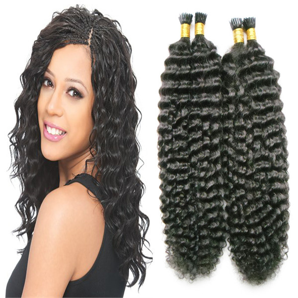 200g Fusion Hair Extensions Kinky Curly Machine Made Remy ITip Hair Keratin Pre Bonded Human Hair 10