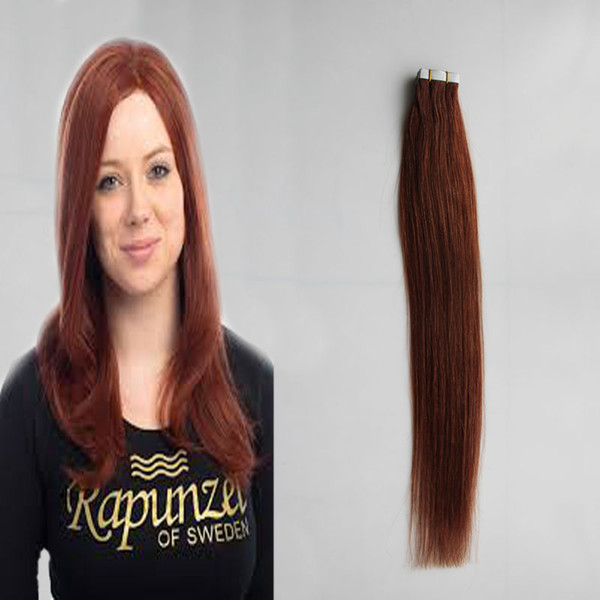 100g Tape In Human Hair Extensions Machine Remy Straight On Adhesive Invisible PU Weft 40pcs 14